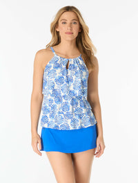 Beach House Jaclyn High Neck Ruffle Tankini Top - Shoreline Shells