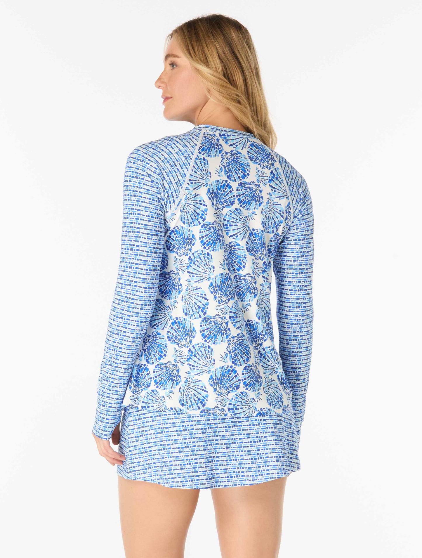 Beach House Mary  Relaxed Fit Zip Front Rash Guard - Shoreline Shells