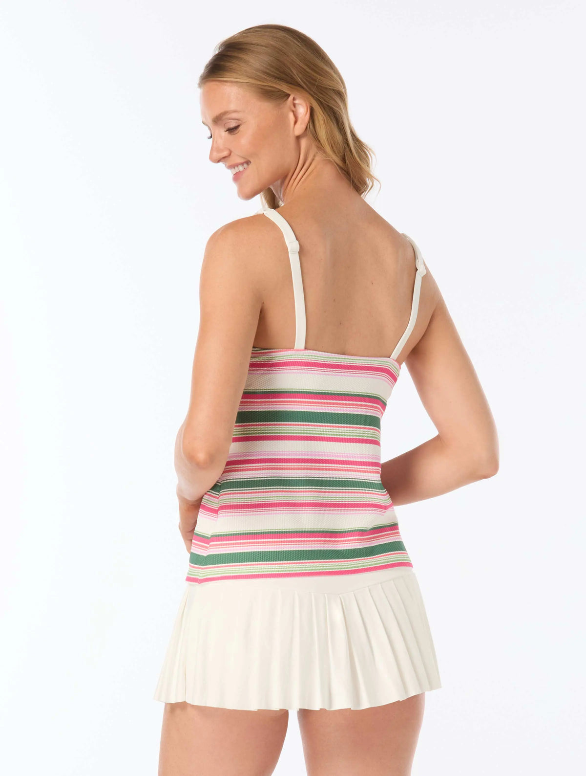 Beach House Rowan Lace Up Tankini Top - Oasis Stripe - 100 White