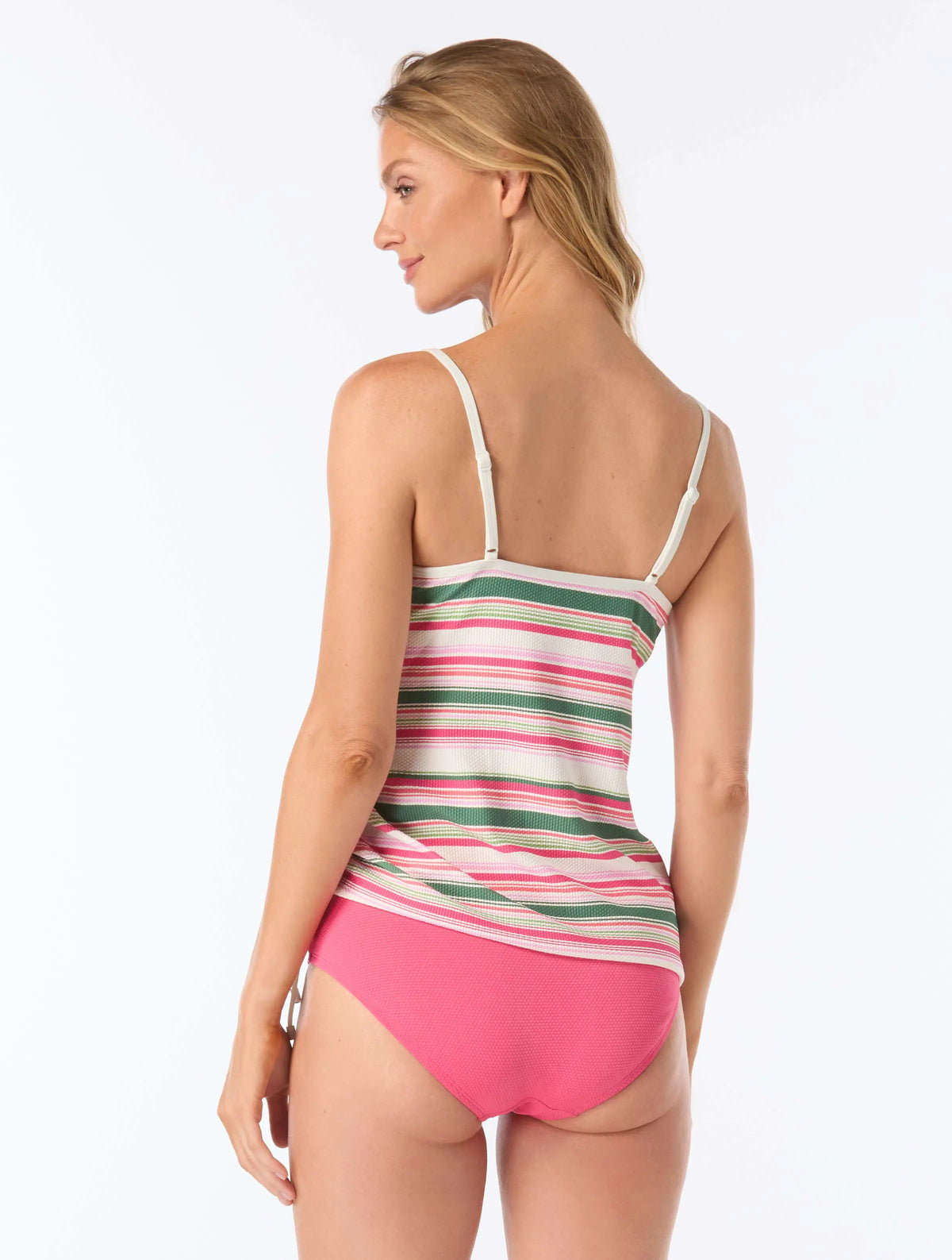 Beach House Bridget Textured Shirred Side Underwire Tankini Top - Oasis Stripe