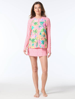 Beach House Mary Relaxed Fit Zip Front Rash Guard - Mai Tai Magic