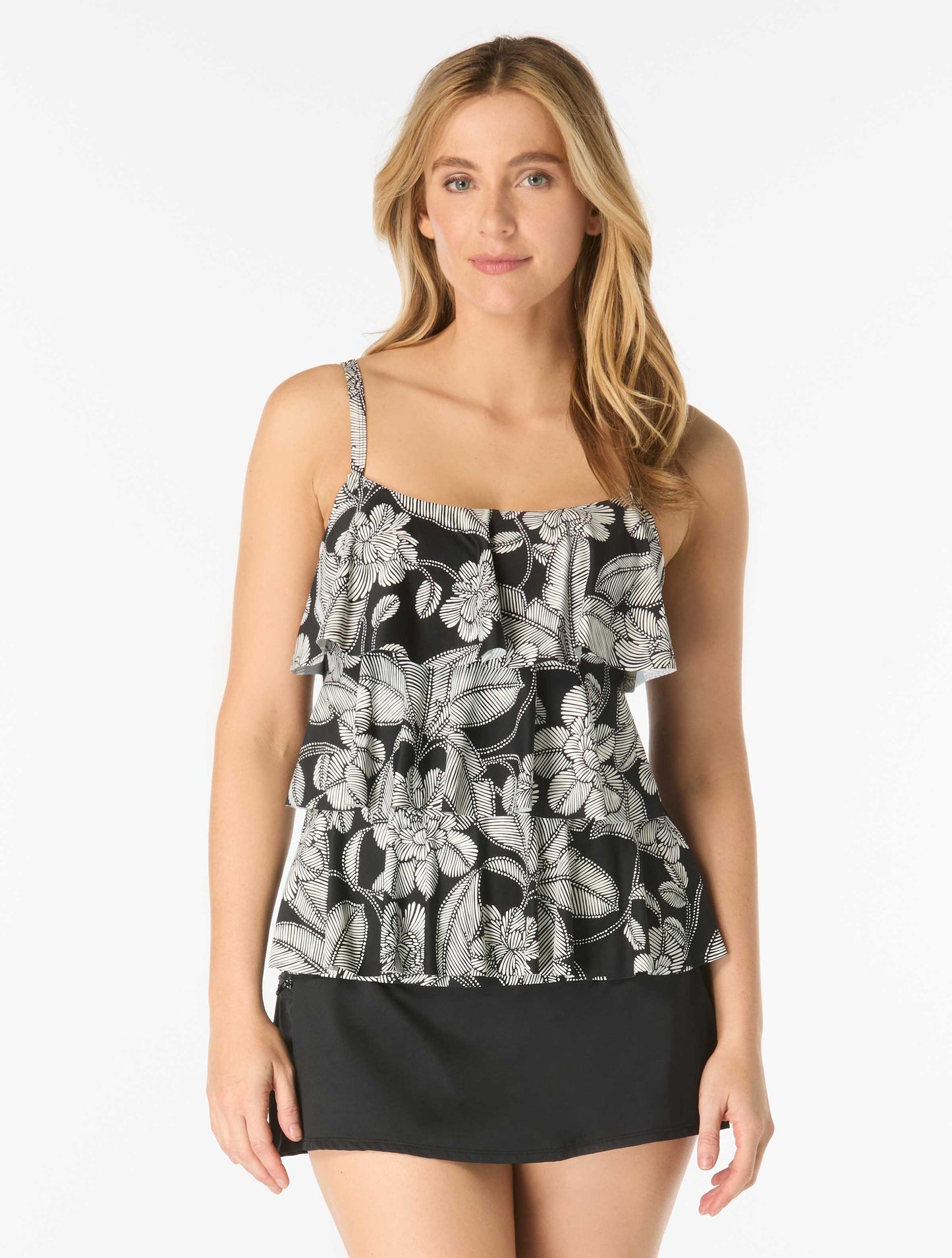 Beach House Jane Ruffle Tiered Tankini Top - Coastal Bloom