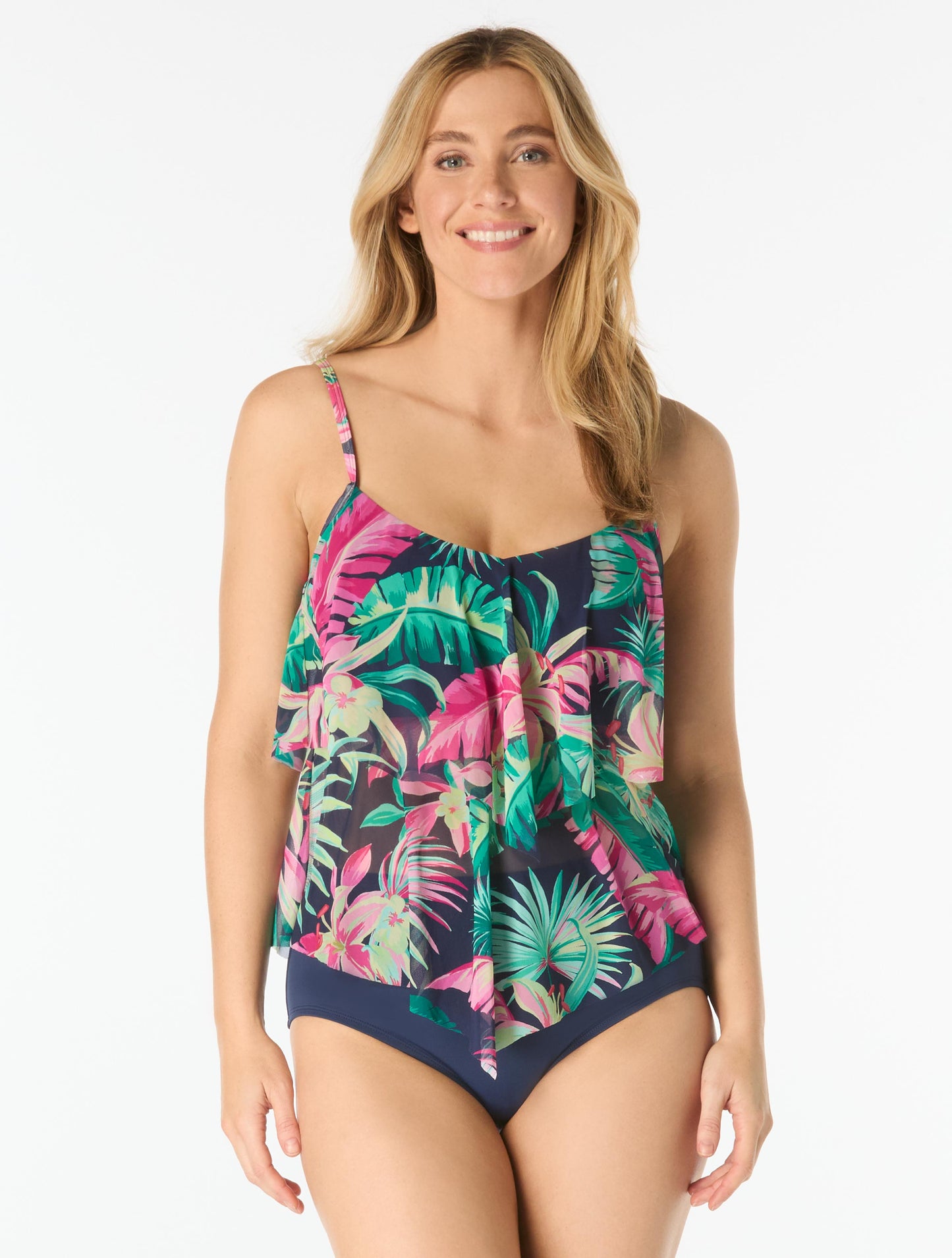Beach House Portia Mesh Layer Tankini Top - Island Rhythm