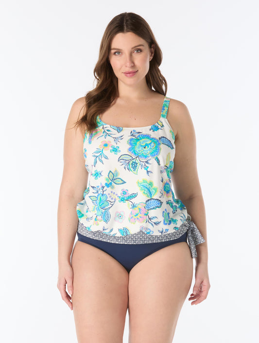 Beach House Plus Sarah Blouson Tankini Top - Saint Lucia - 100 White