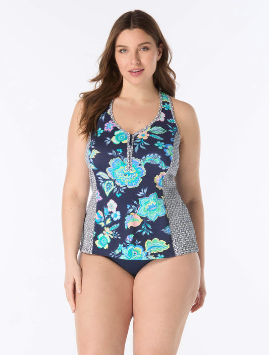 Beach House Plus Size Erinna Racerback Tankini Top - Diamond Meadows