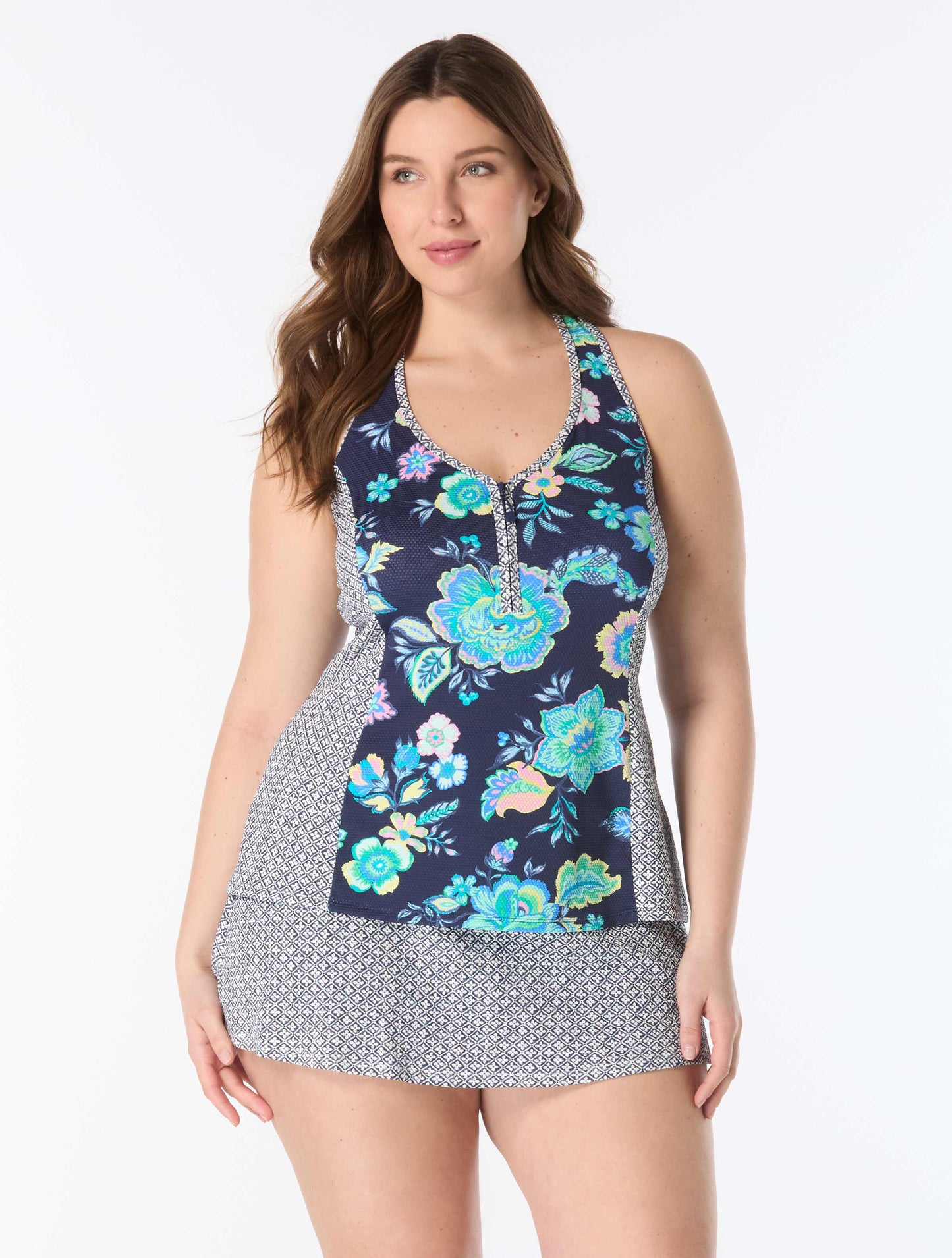Beach House Plus Size Erinna Racerback Tankini Top - Diamond Meadows