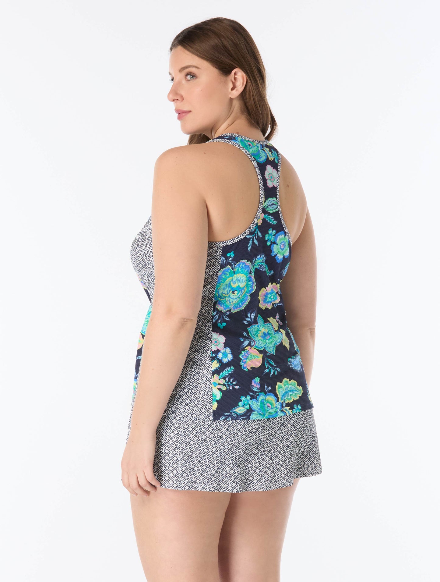Beach House Plus Size Erinna Racerback Tankini Top - Diamond Meadows