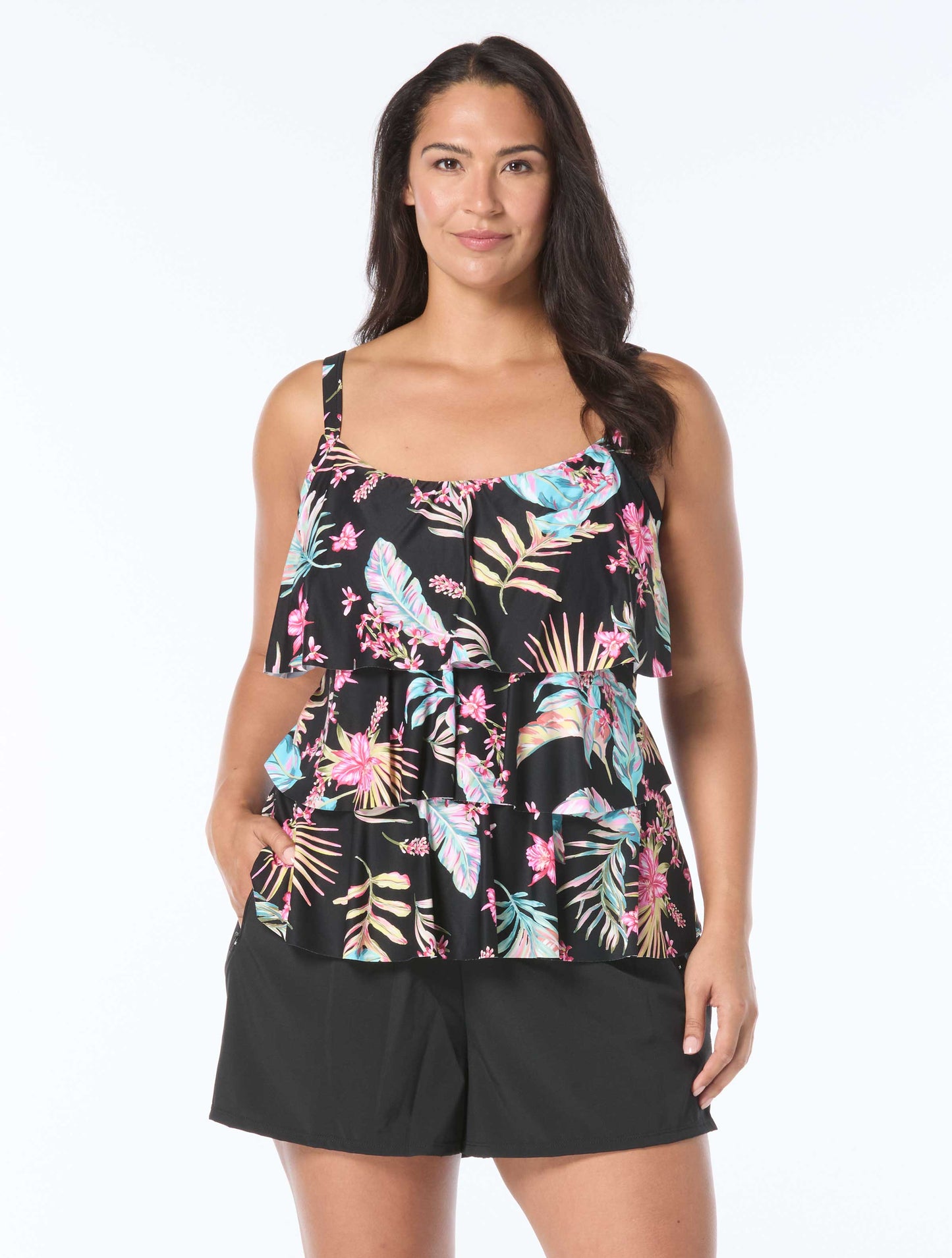 Beach House Plus Jane Ruffle Tiered Tankini Top - Endless Summer