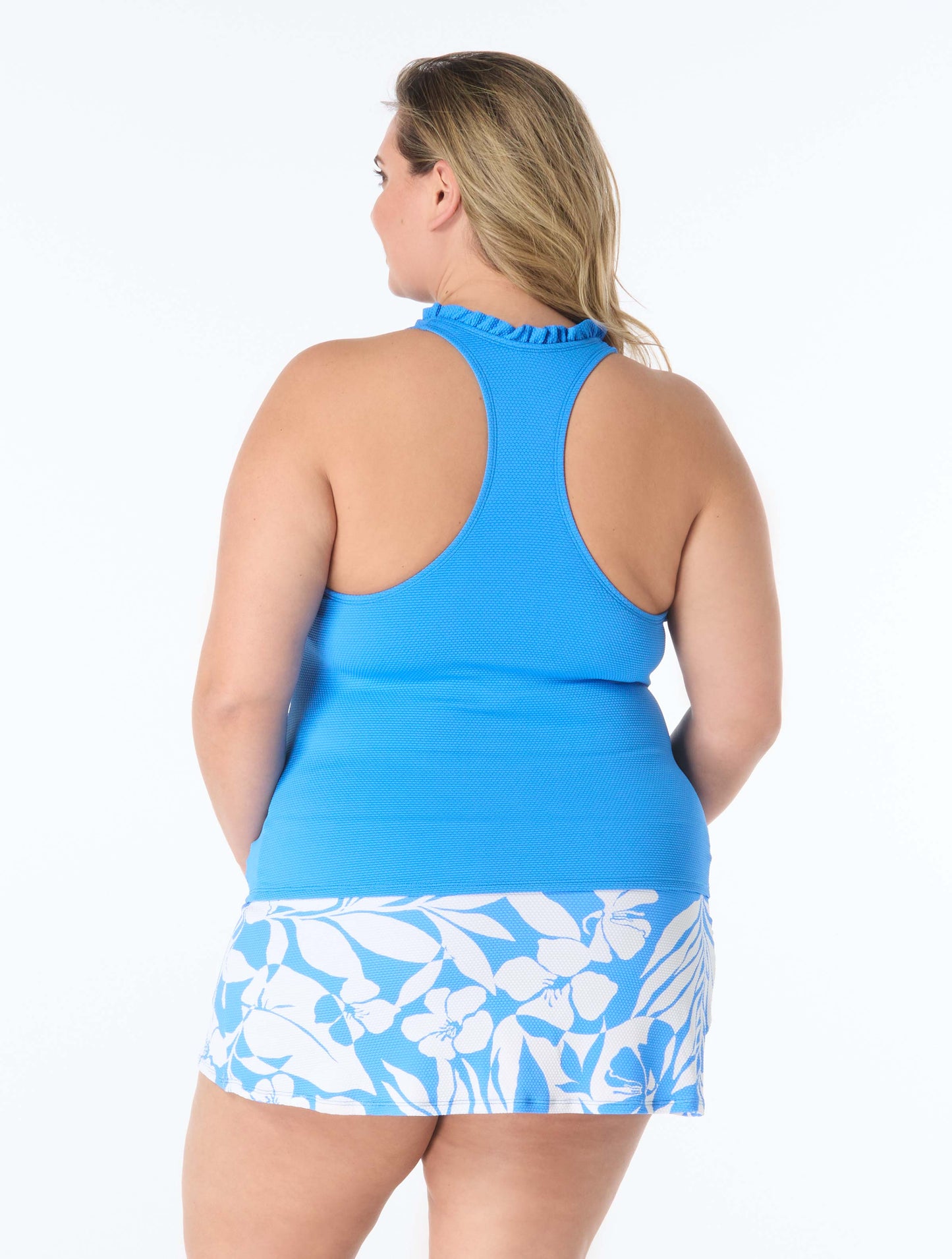 Beach House Plus Size Pique Solids Tankini & Aloha Spirit Skort Set Bundle
