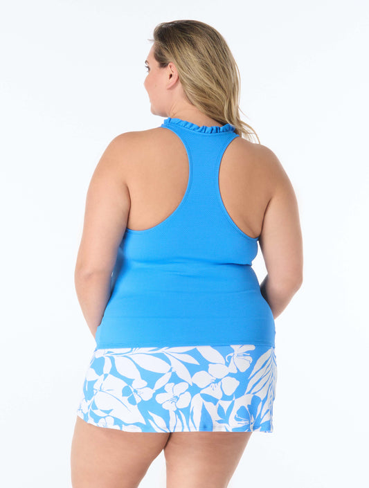 Beach House Plus Size Pique Solids Tankini & Aloha Spirit Skort Set Bundle
