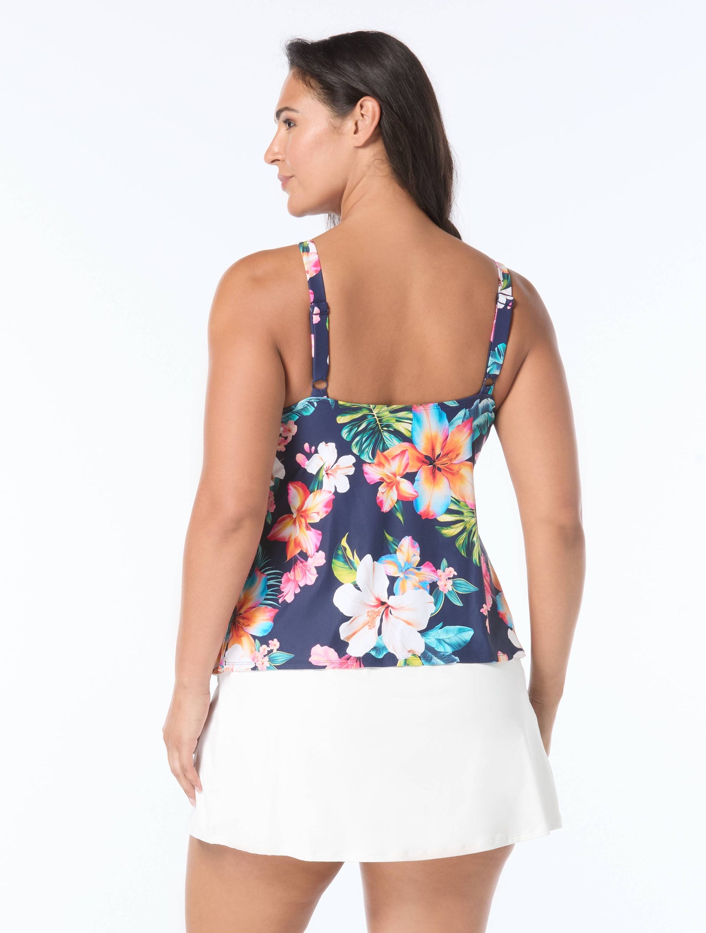 Beach House Plus Size Jaclyn High Neck Ruffle Tankini Top - Vibrant Vacay