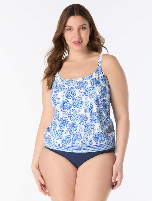 Beach House Plus Sarah Blouson Tankini Top - Shoreline Shells