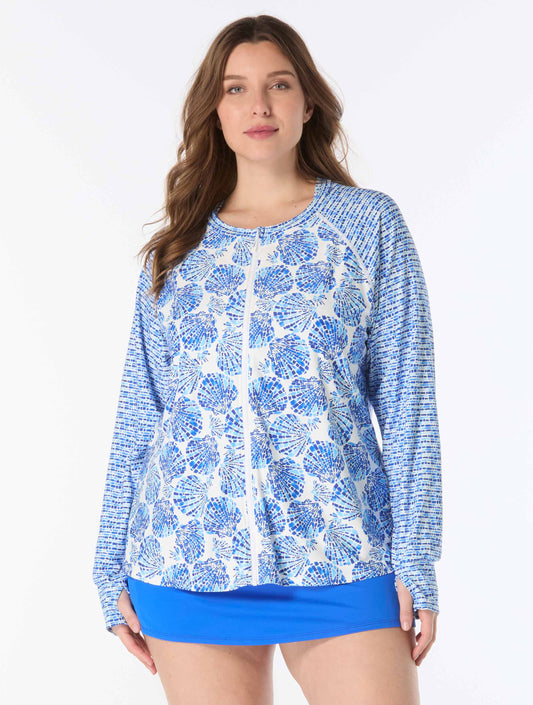 Beach House Swim Plus Size Scarlett Rash Guard - Shoreline Shells