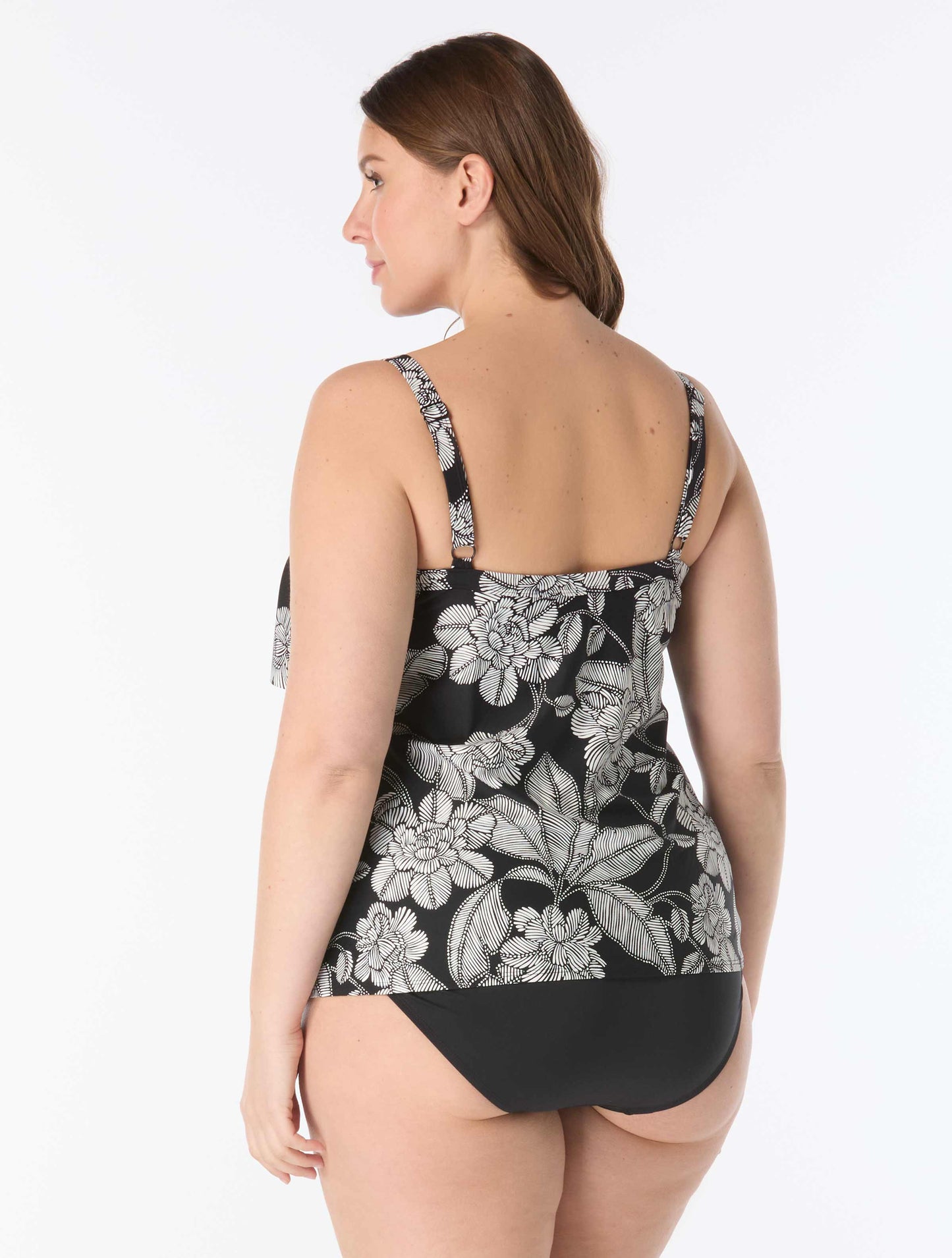 Beach House Plus Jane Ruffle Tiered Tankini Top - Coastal Bloom