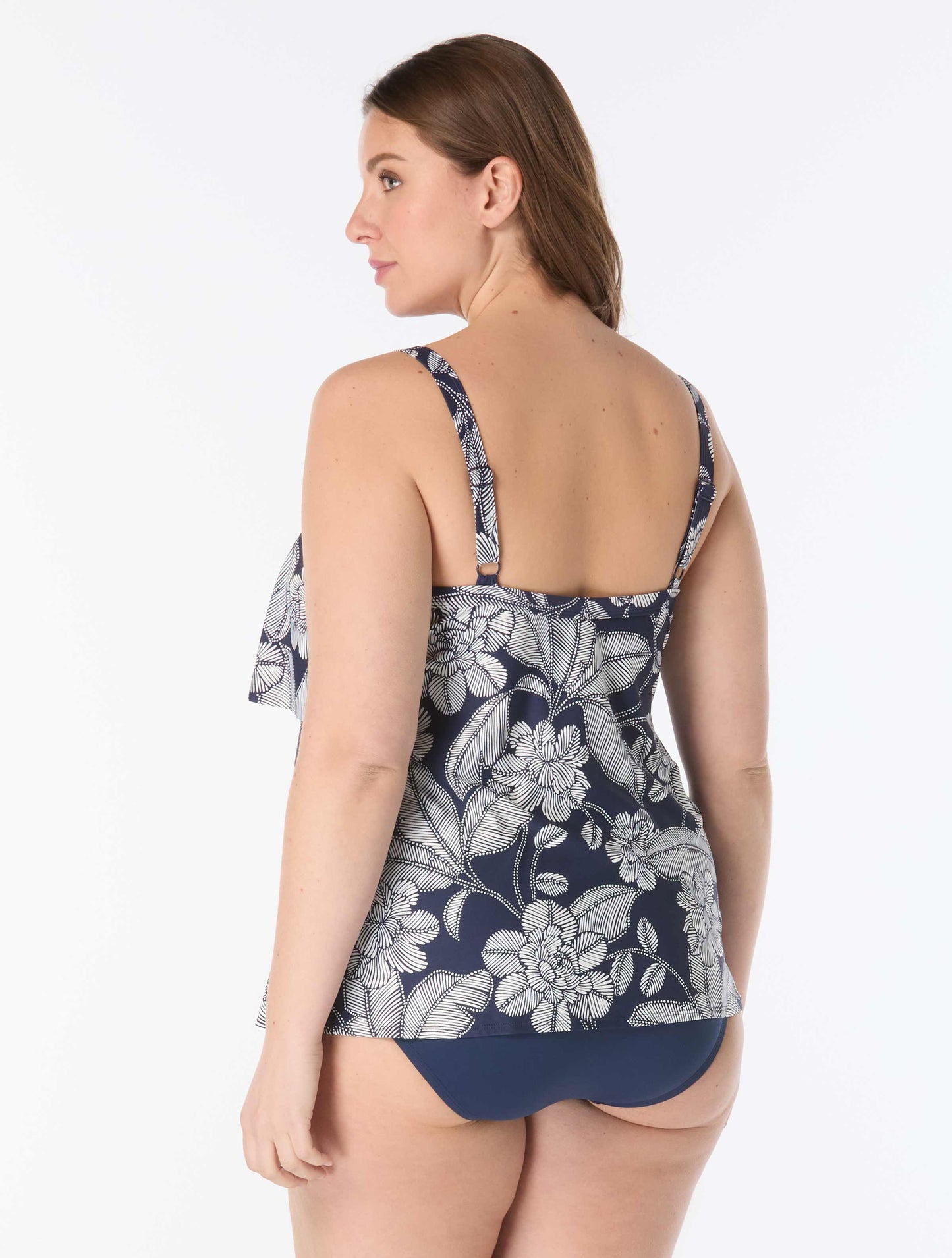 Beach House Plus Jane Ruffle Tiered Tankini Top - Coastal Bloom