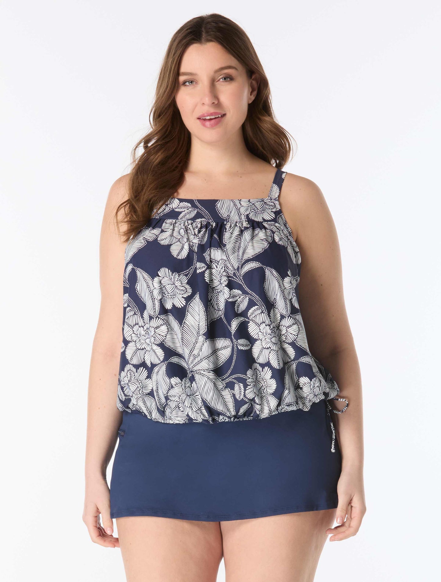 Beach House Plus Audrey Blouson Tankini Top - Coastal Bloom