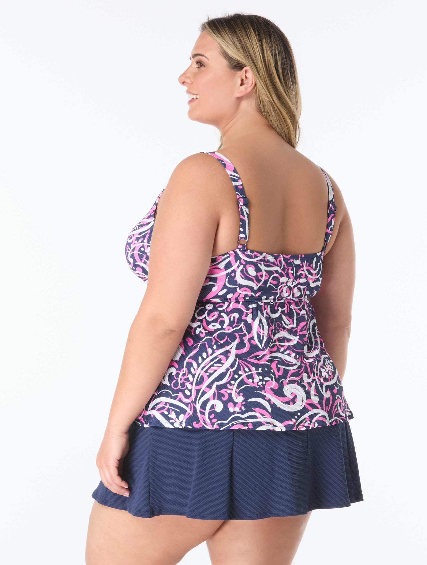 Beach House Plus Size Paradise Paisley Tankini Top & Swim Skort Bundle