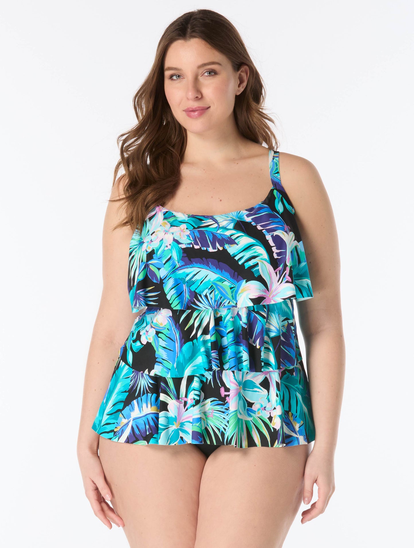 Beach House Plus Jane Ruffle Tiered Tankini Top - Island Rhythm