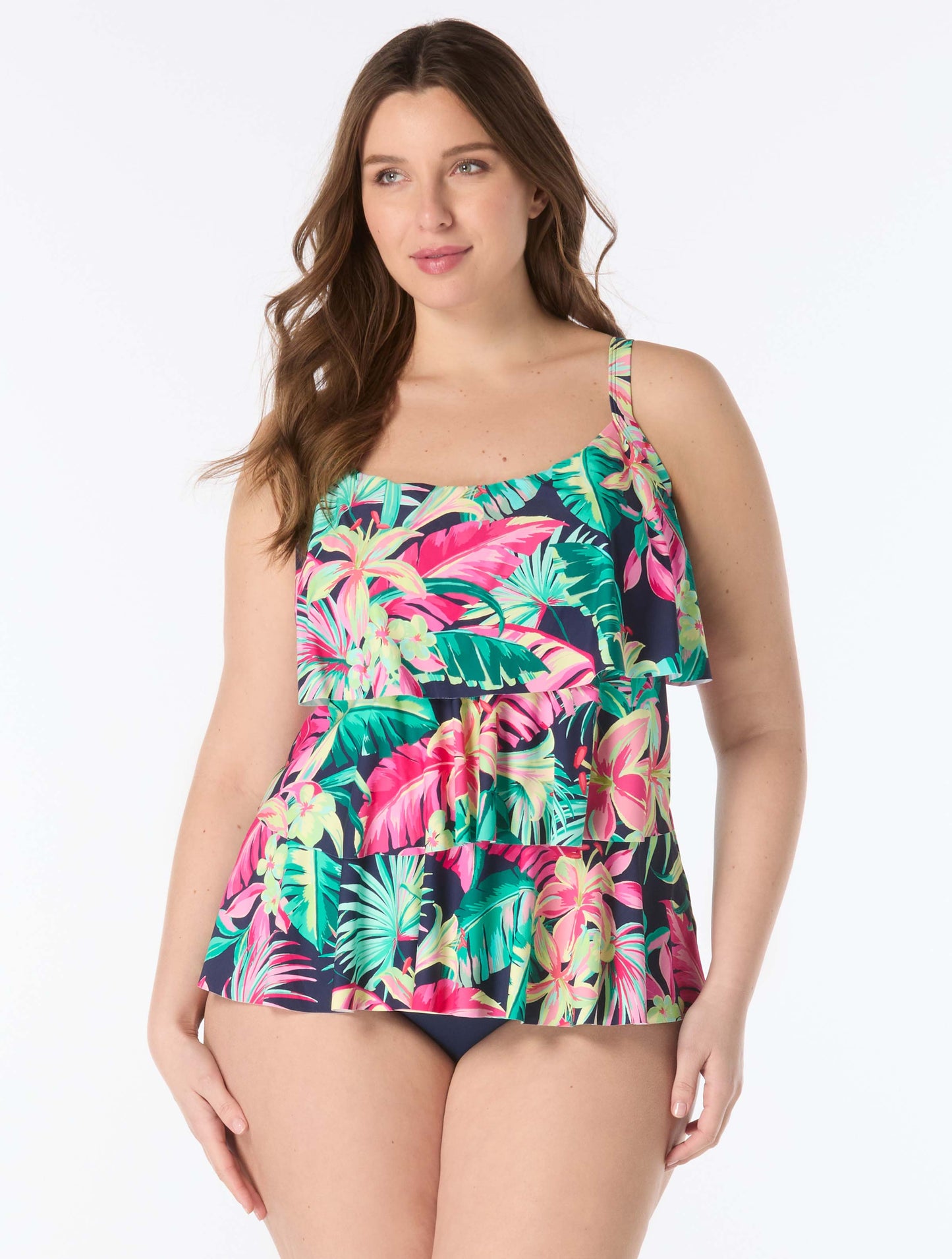 Beach House Plus Jane Ruffle Tiered Tankini Top - Island Rhythm