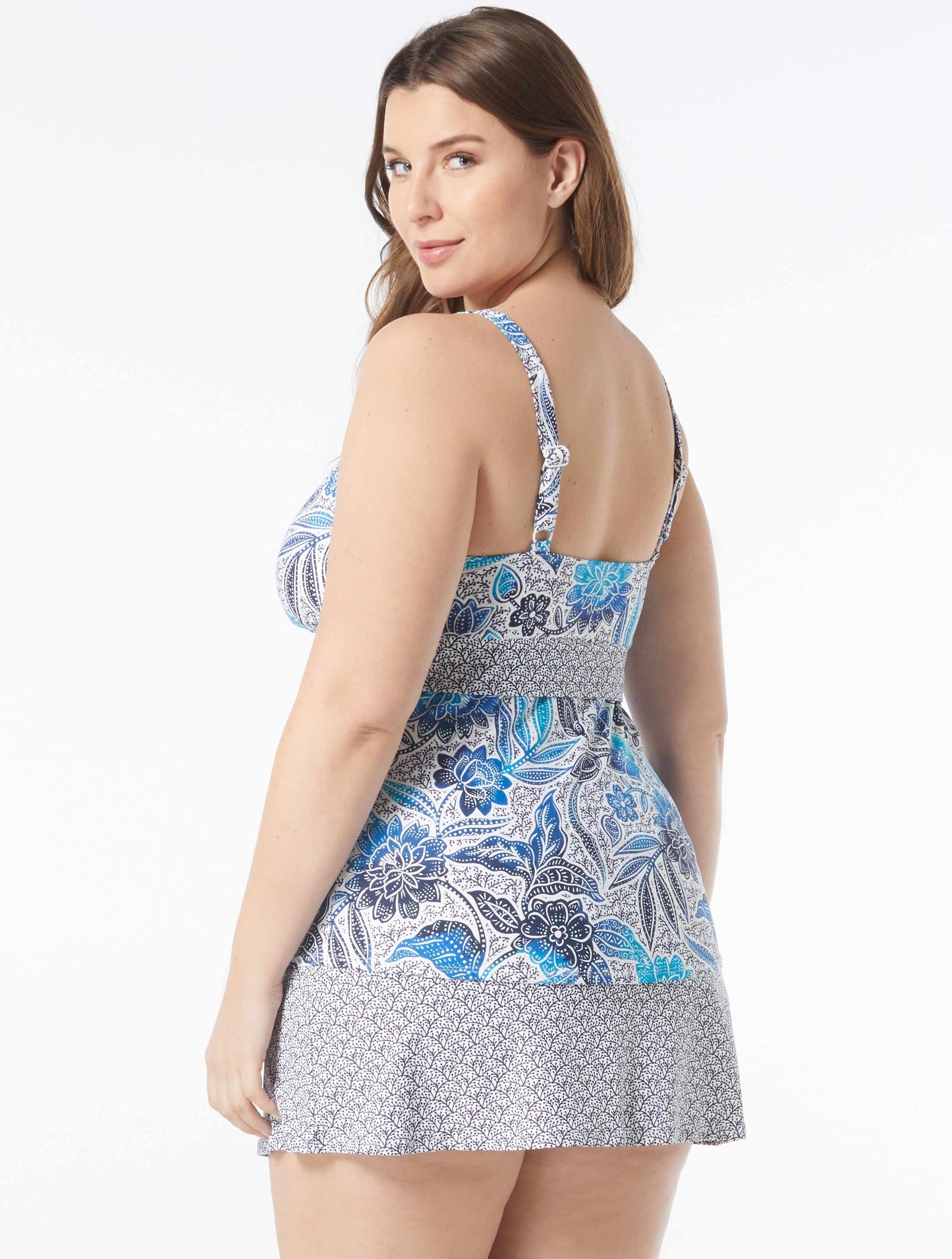 Beach House Plus Samoan Floral Tankini, Solid Bikini Bottom & Samoan Floral Skort Bundle