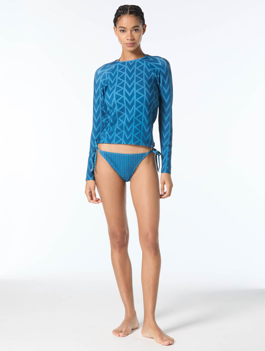 MICHAEL Michael Kors Side Zip Rash Guard - MK Logo Scuba