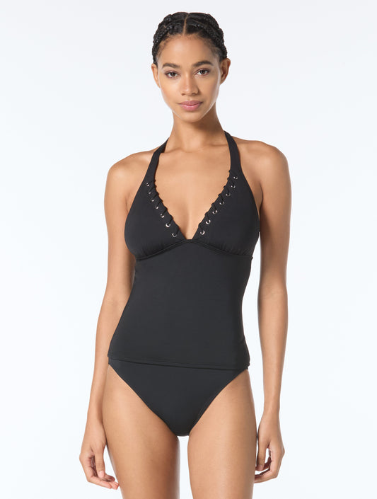 MICHAEL Michael Kors Halter Tankini Top - Laced Grommets