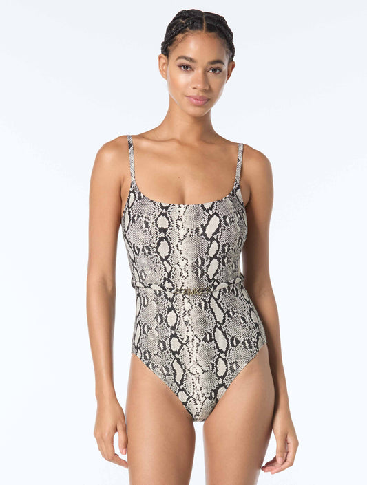 Michael Kors Scoopneck One Piece Swimsuit - Boho Python