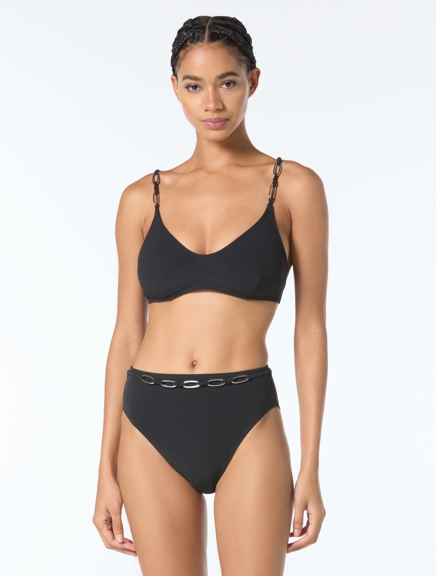 Michael Kors U-Neck Bralette Bikini Top - Crepe Solids