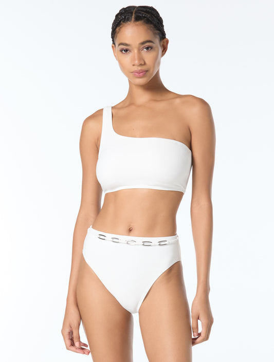 MICHAEL Michael Kors One Shoulder Textured Bikini Top - Crepe Solids