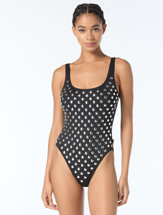 Michael Kors Scoopneck One Piece Swimsuit - Oversized Studs