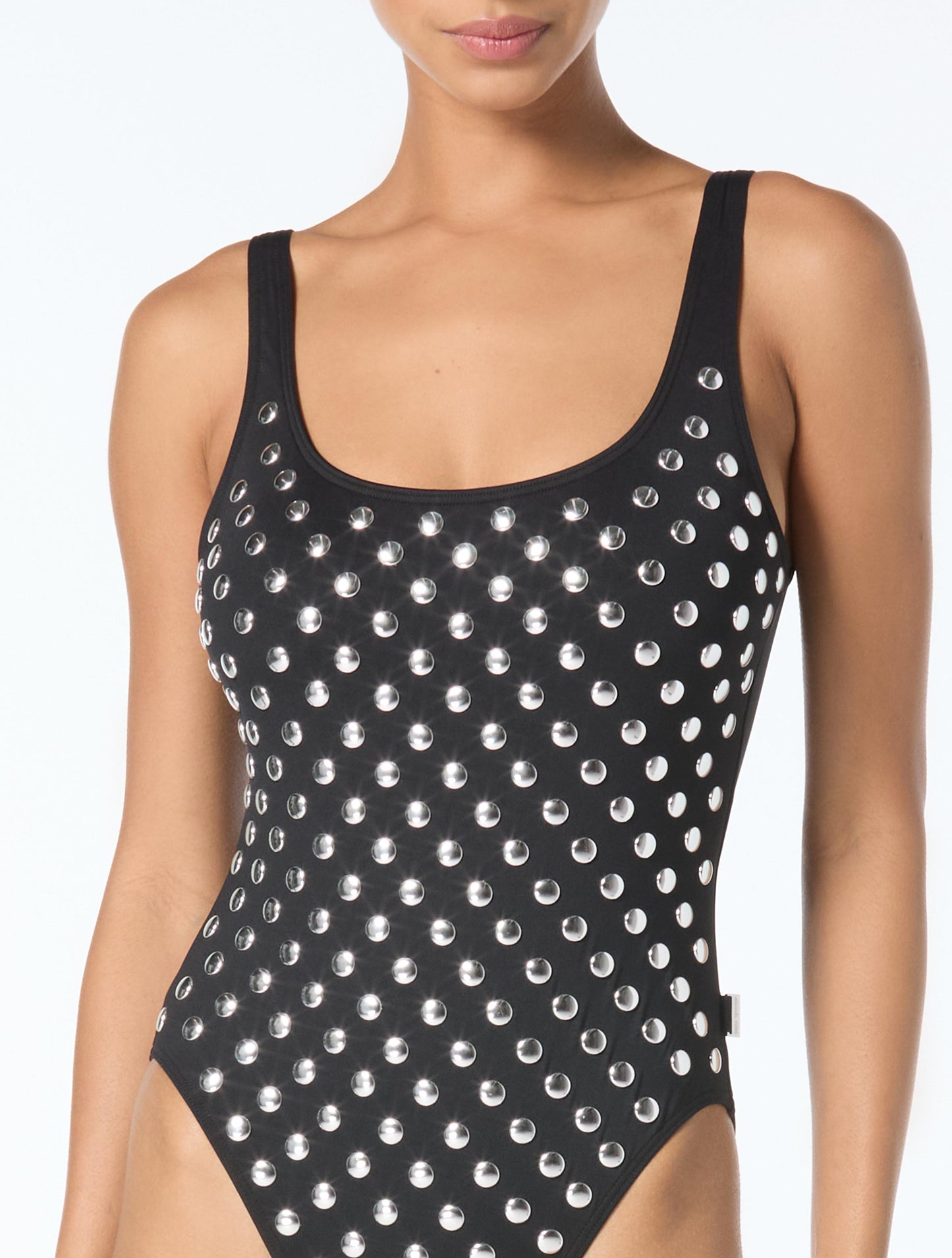 Michael Kors Scoopneck One Piece Swimsuit - Oversized Studs