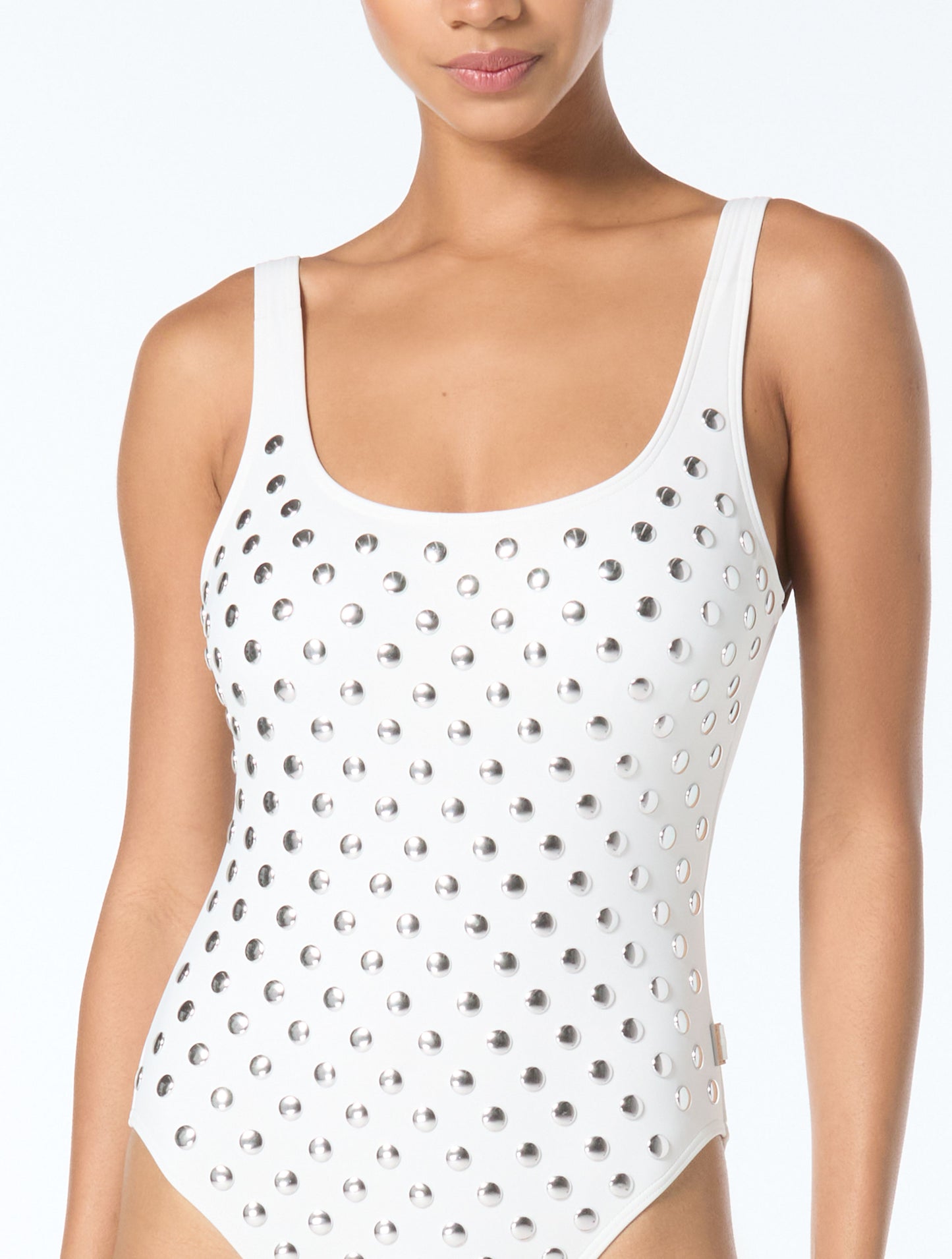 Michael Kors Scoopneck One Piece Swimsuit - Oversized Studs