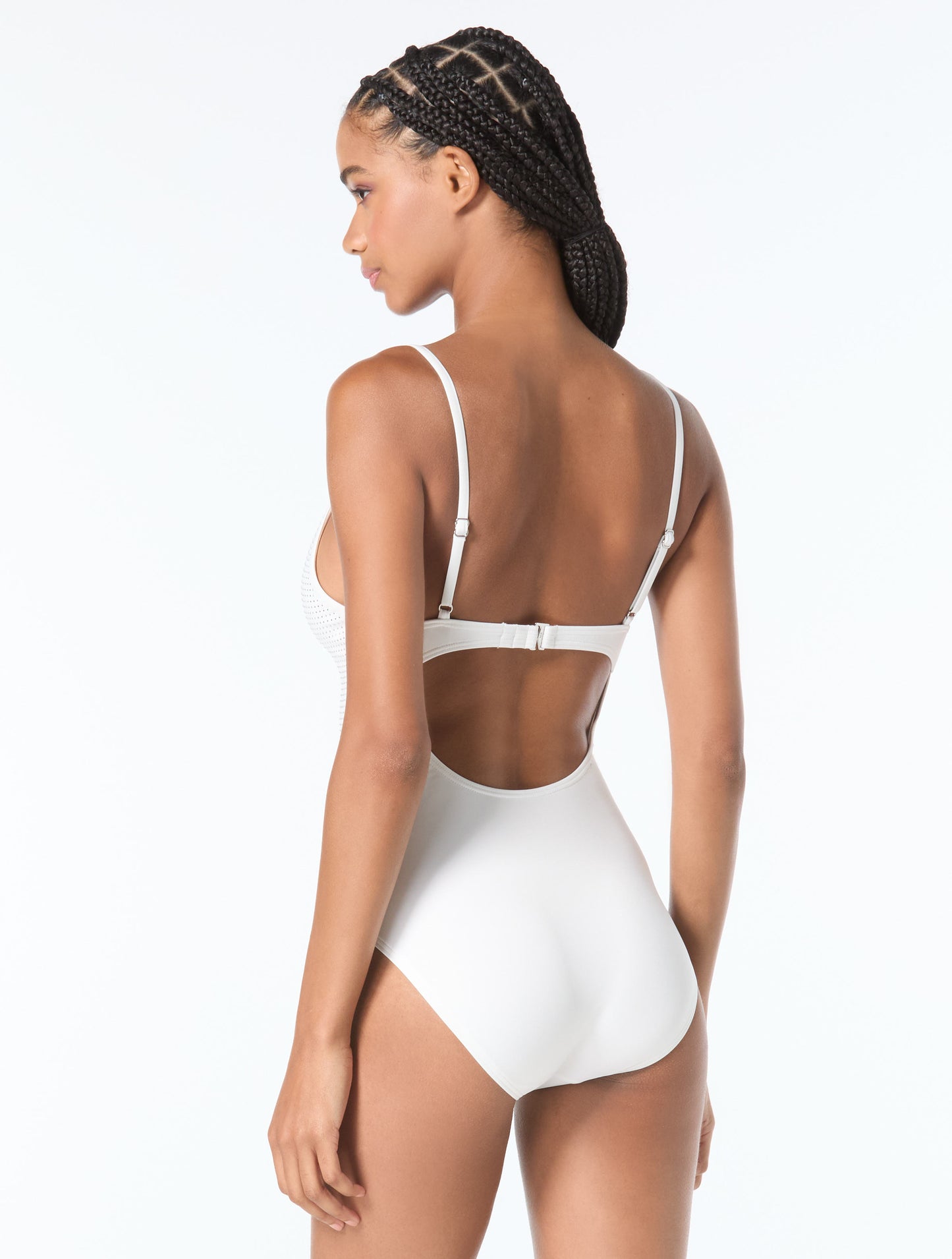 Michael Kors Keyhole One Piece Swimsuit - Rhinestone Studded Solids