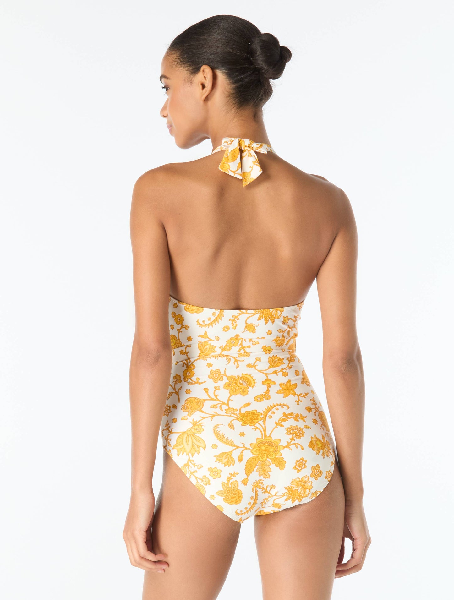 Michael Kors Surplice Halter Belted One Piece Swimsuit - Riviera Blooms