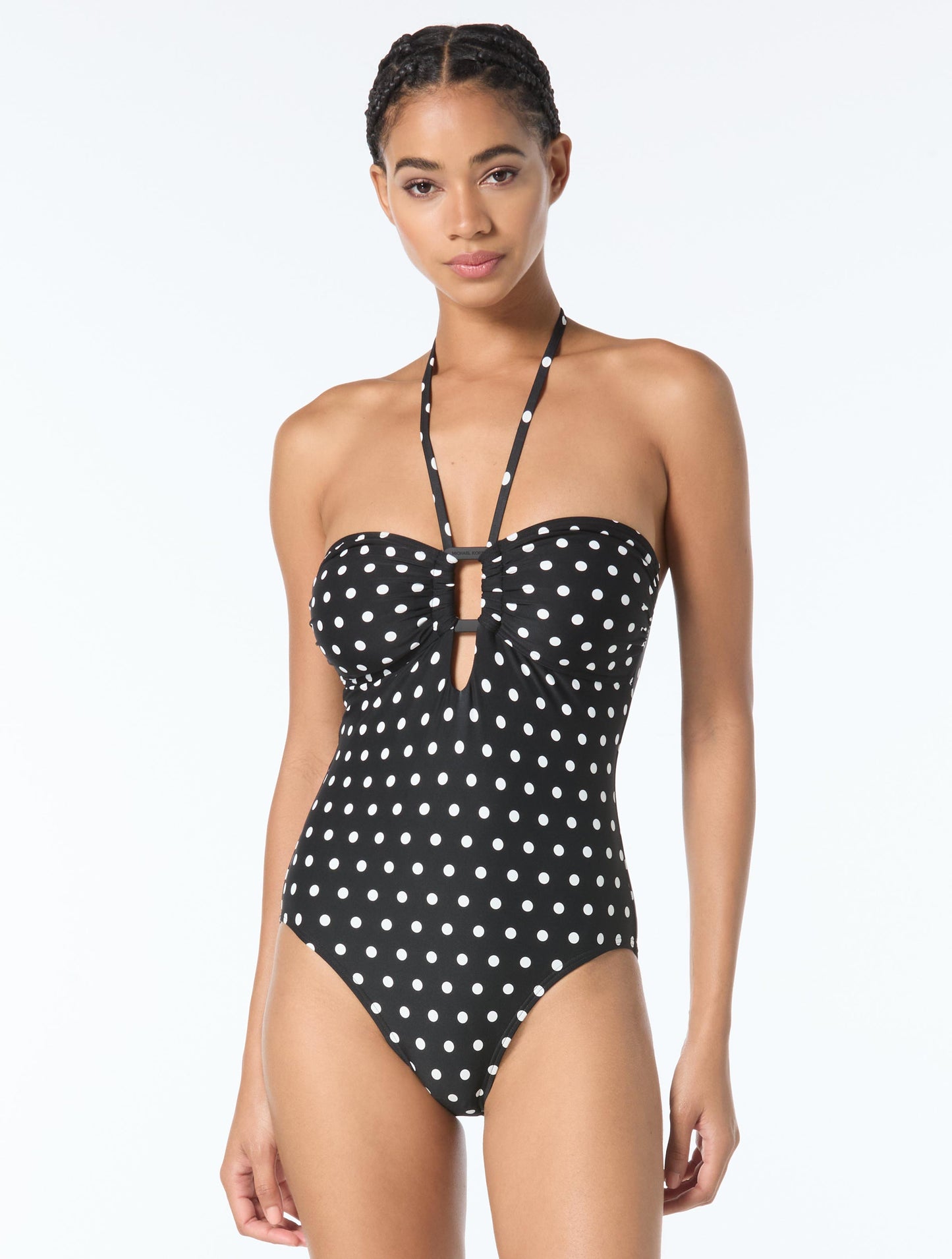 Michael Kors Halter Bandeau One Piece Swimsuit - Classic Dot