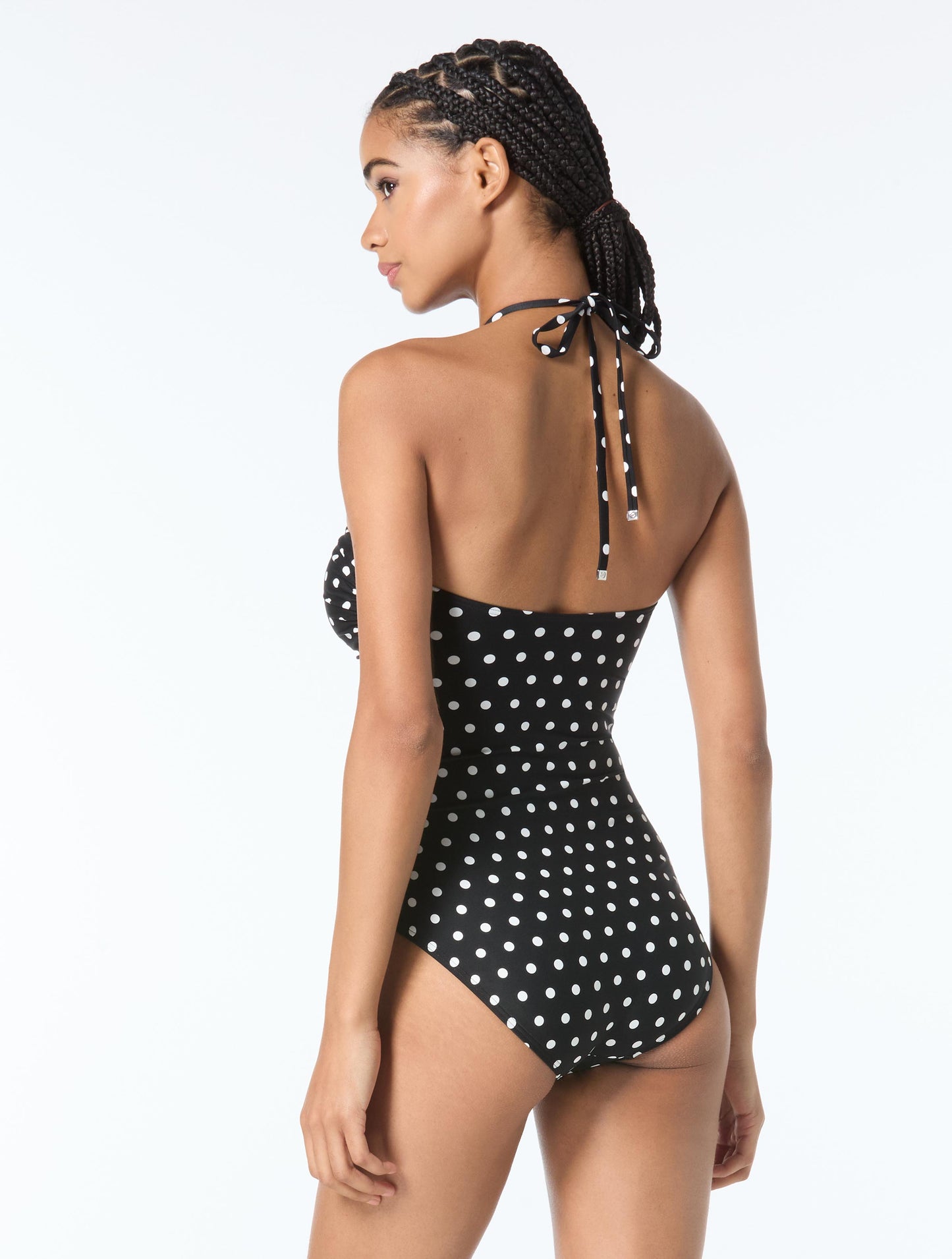 Michael Kors Halter Bandeau One Piece Swimsuit - Classic Dot