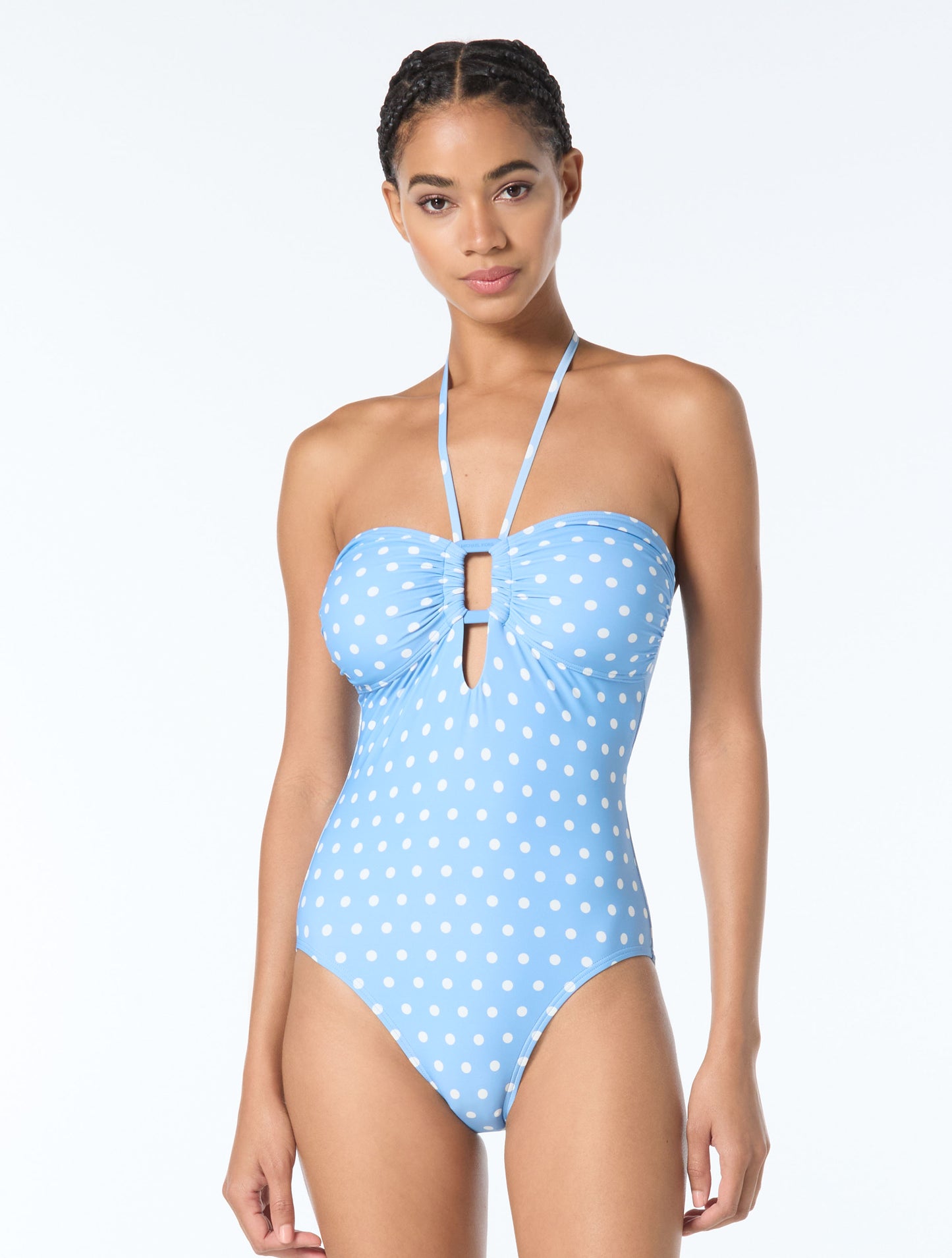 Michael Kors Halter Bandeau One Piece Swimsuit - Classic Dot