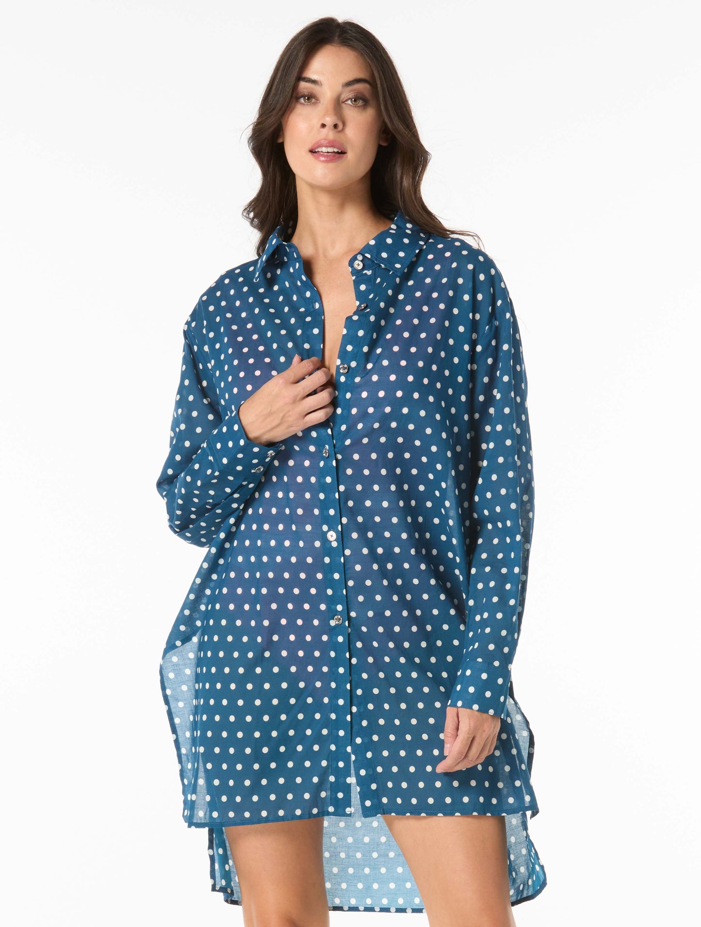 🎁 Michael Kors Cover Up Shirt - Classic Dot (100% off) - 448 RIVIERA BLUE