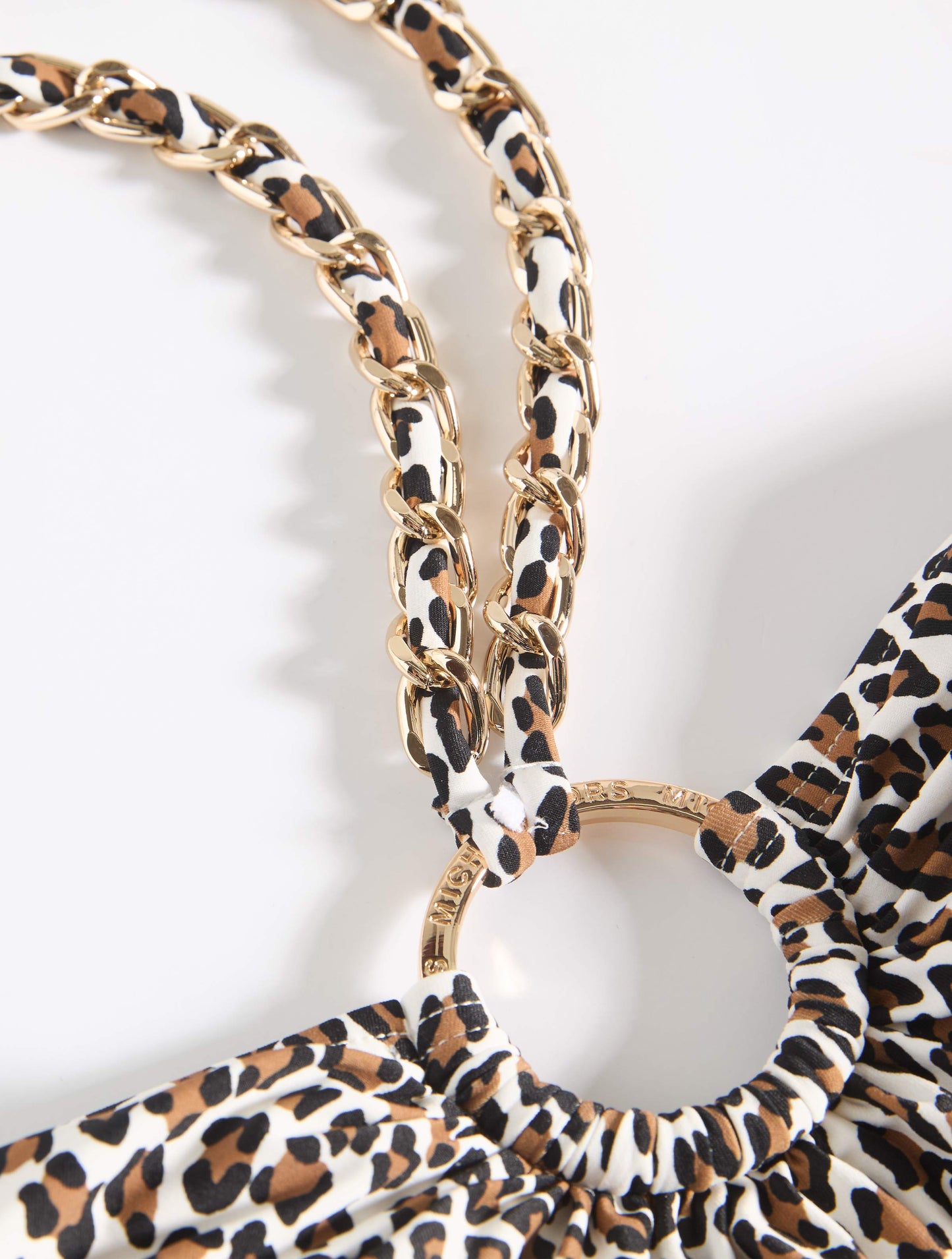 Michael Kors Bullnose Ring Tankini Top - Small Leopard