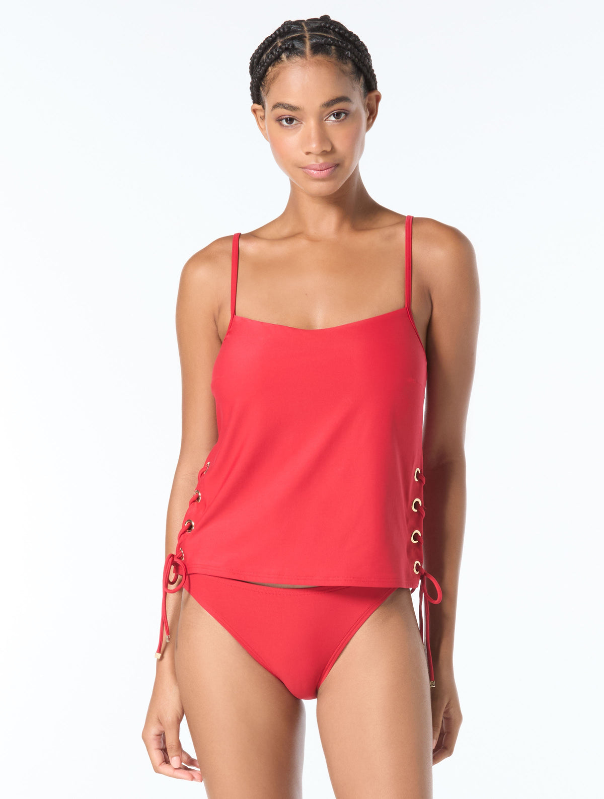 MICHAEL Michael Kors Grommet Tankini Top - Grommets - 600 RED