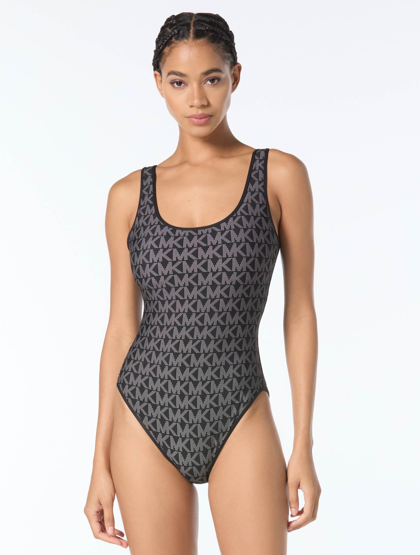 Michael Kors Reversible Scoopneck One Piece Swimsuit - Tonal Logo Print