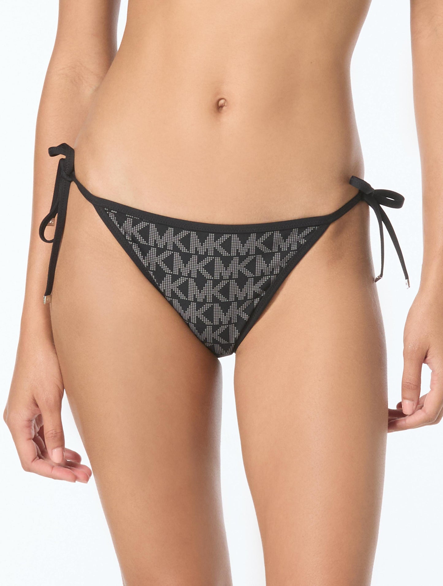 Michael Kors Reversible String Side Tie Bikini Bottom - Tonal Logo Print