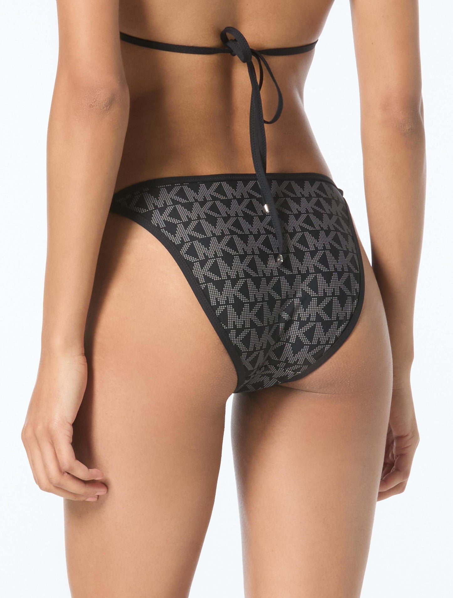 Michael Kors Reversible String Side Tie Bikini Bottom - Tonal Logo Print