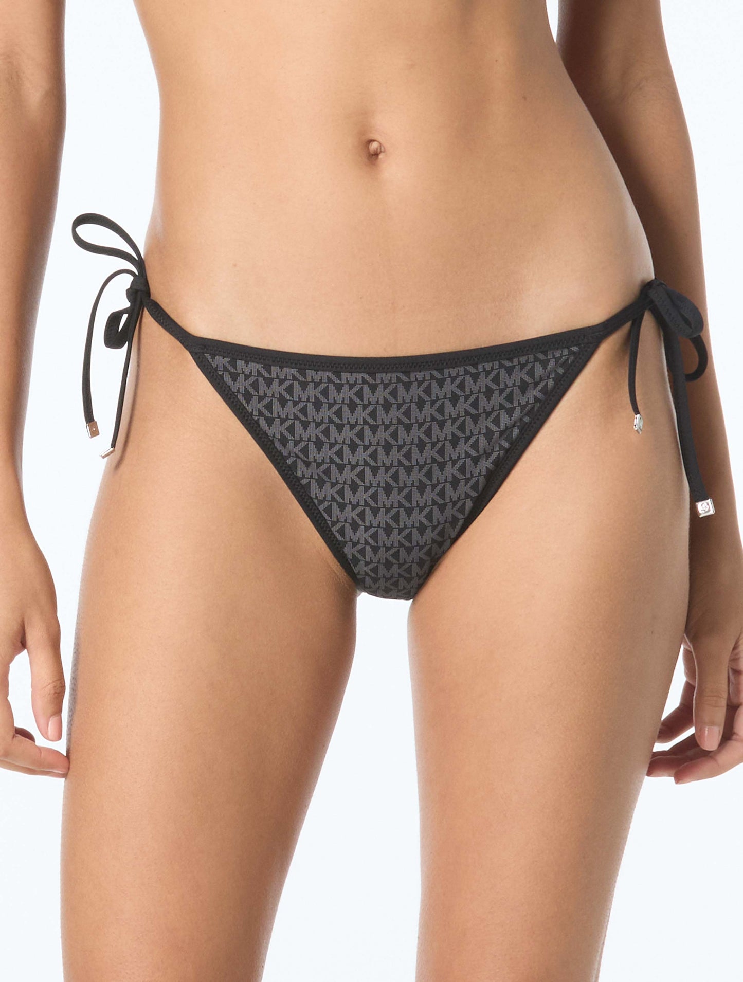 Michael Kors Reversible String Side Tie Bikini Bottom - Tonal Logo Print