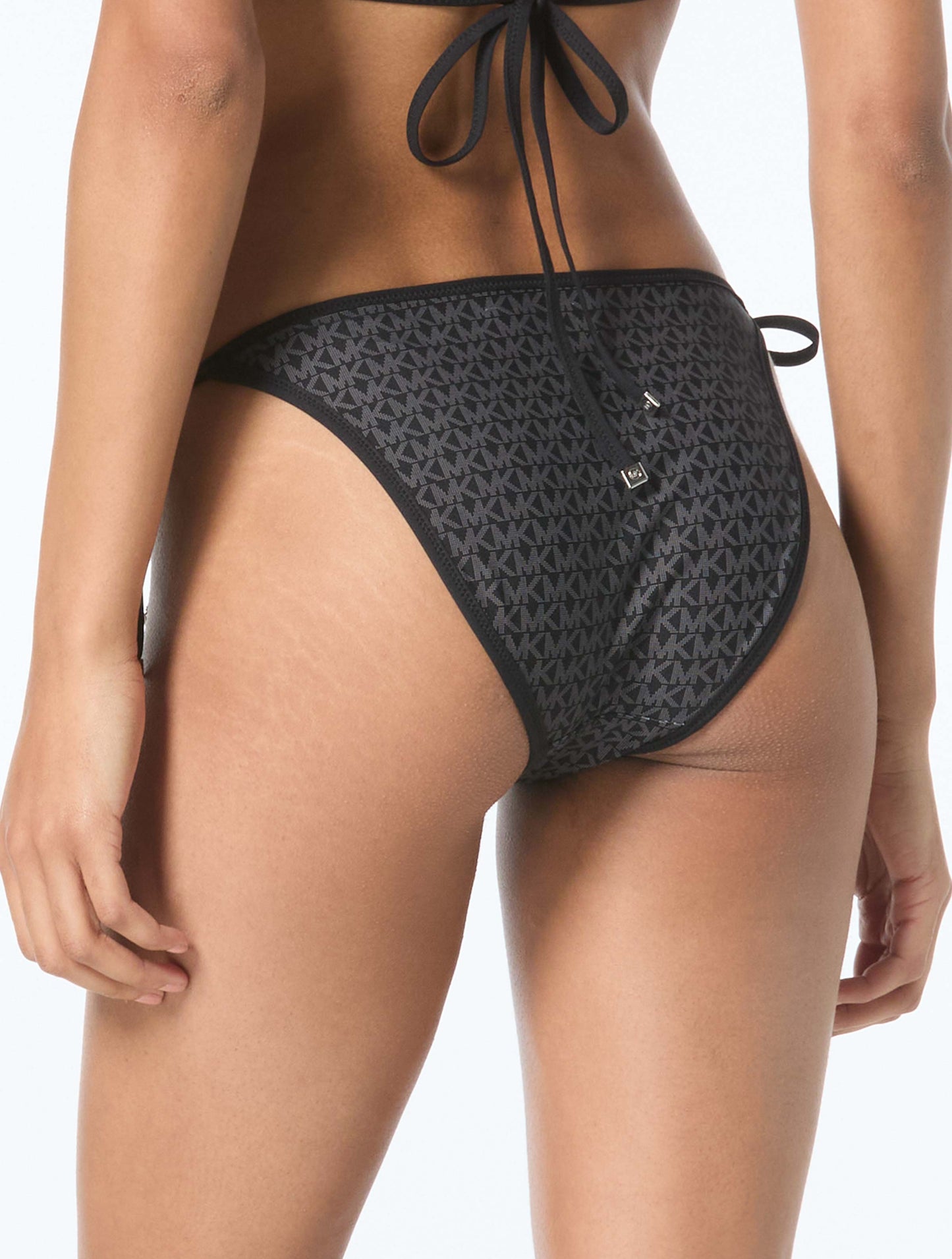 Michael Kors Reversible String Side Tie Bikini Bottom - Tonal Logo Print