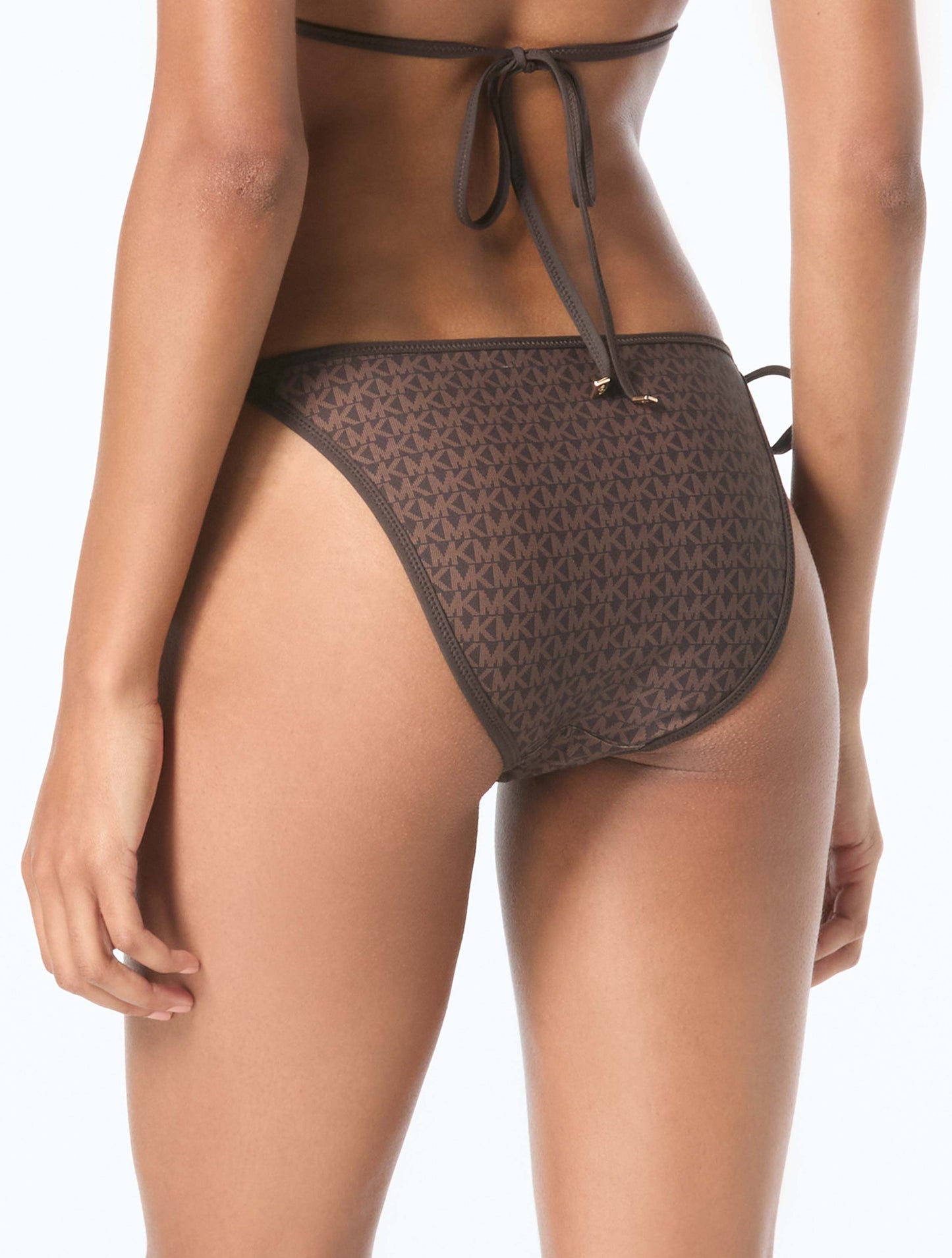 Michael Kors Reversible String Side Tie Bikini Bottom - Tonal Logo Print