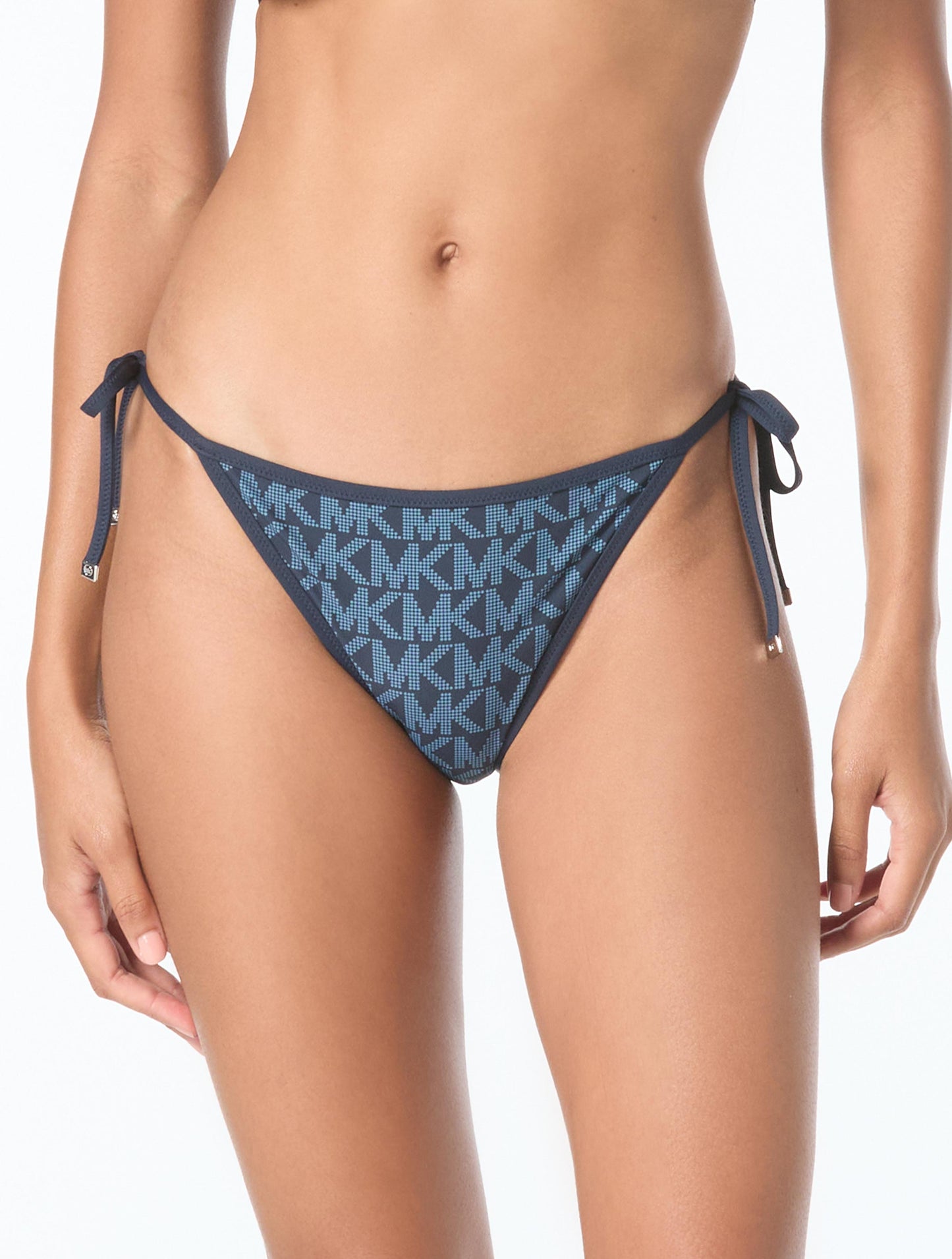 Michael Kors Reversible String Side Tie Bikini Bottom - Tonal Logo Print