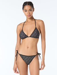 Michael Kors Reversible Halter Bikini Top - Tonal Logo Top