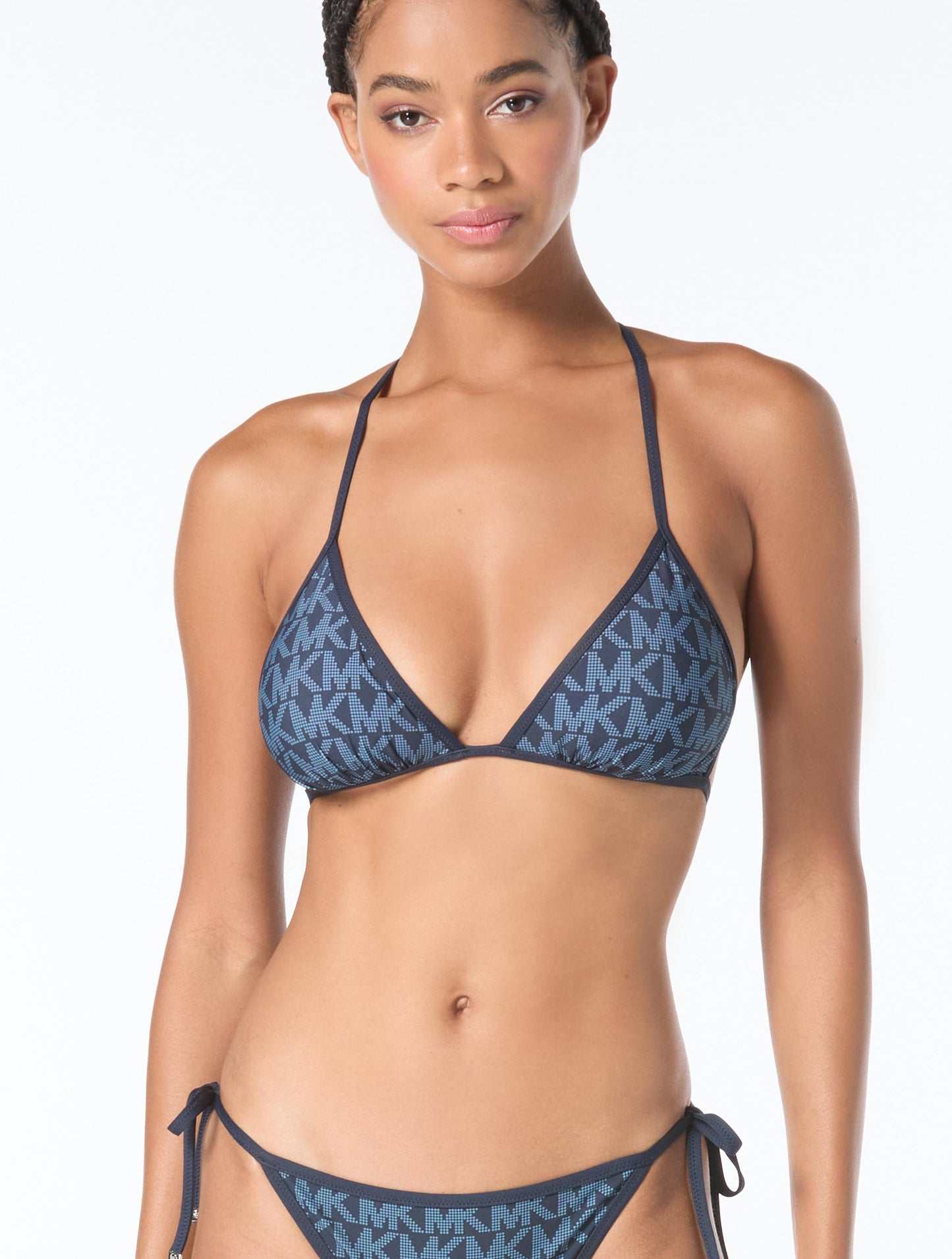 Michael Kors Reversible Halter Bikini Top - Tonal Logo Top