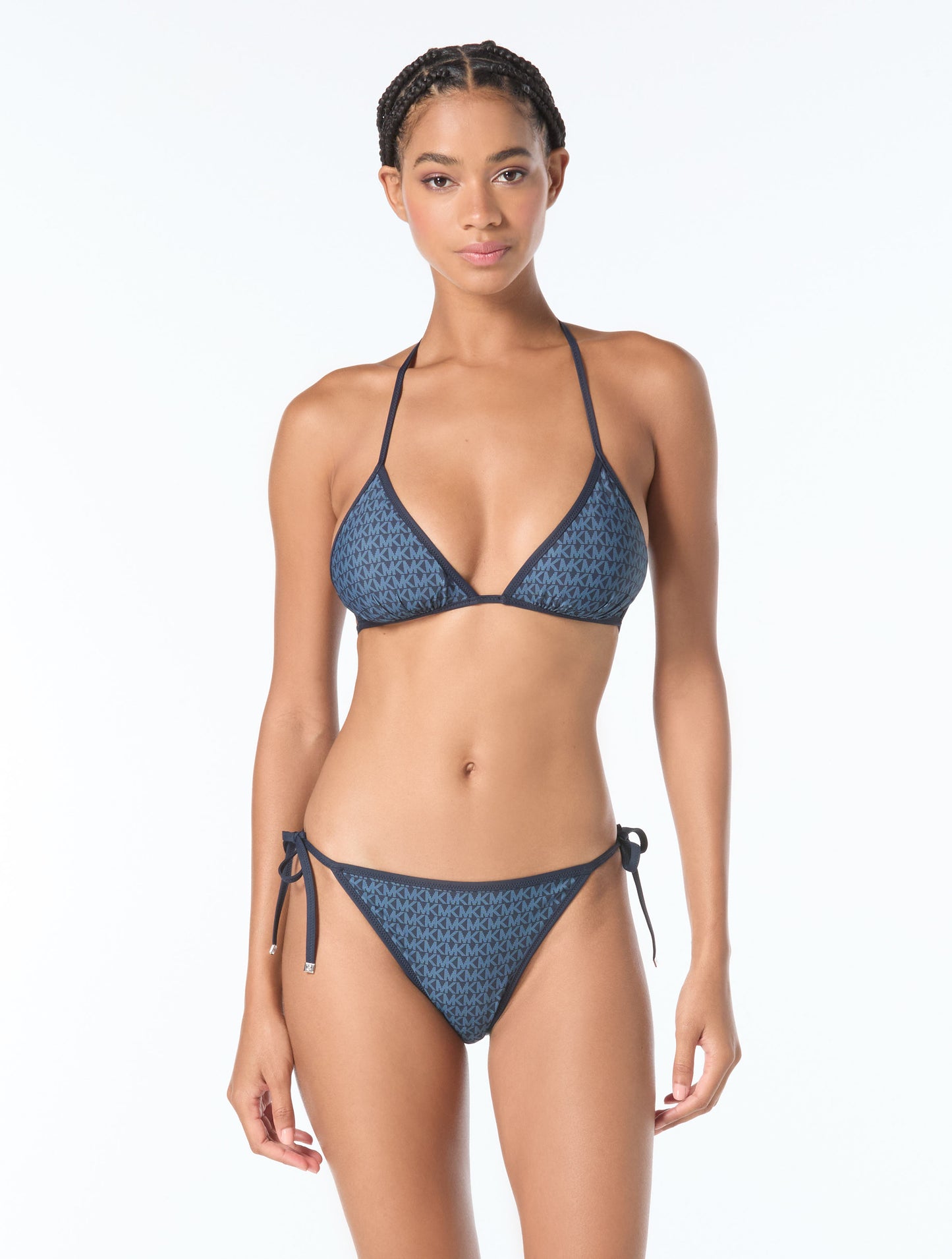 Michael Kors Reversible Halter Bikini Top - Tonal Logo Top